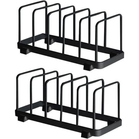 Plate Organizer, Dish Drainer, Plate Holders, Plate Shelf Organizer, Cutting Board Storage for Kitchen Counter Cupboard (Black, 2 Pieces)