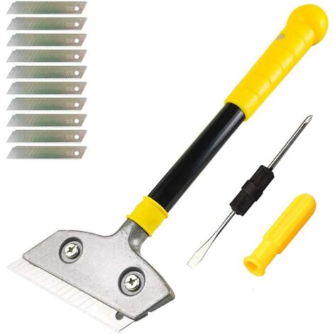 Plate Scraper with 10 Metal Blades, Heavy Duty Scraper, Universal Scraper for Glass, Glass Ceramic, Induction Cooker, Car, 30cm x 10cm (with Screwdriver)