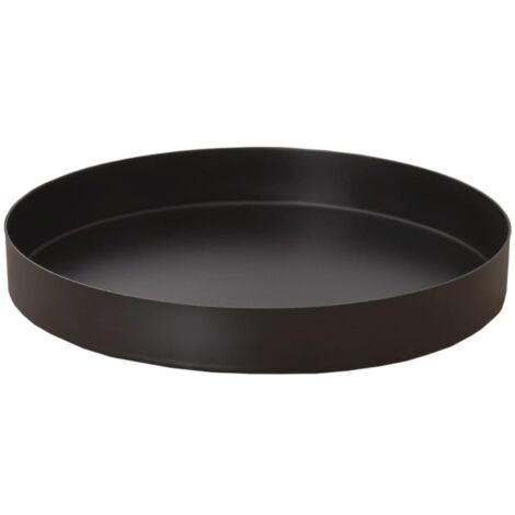 Plateau à bougie rond en métal noir, plat de service décoratif style ferme moderne (7,8 pouces)