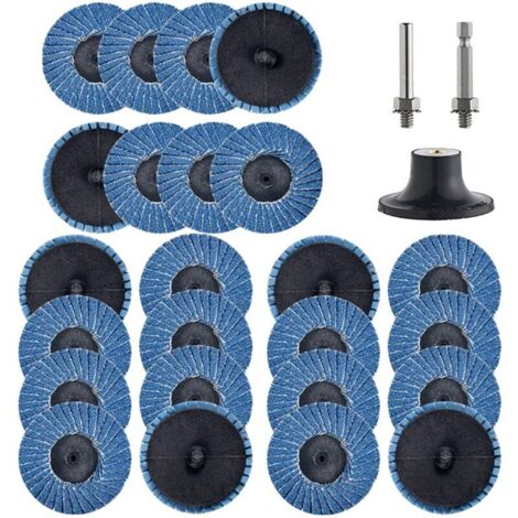 Plateau à couvercle rabattable Roll-Lock de 24 pièces de 2 po avec accessoires de machine à perforer de 1/4 po Meule plate en zircon T27 à grain 36 pour la préparation de surface (grain 36)