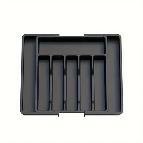 Plateau à couverts extensible 40–50 cm, organisateur de cuisine en plastique noir Tommoy01