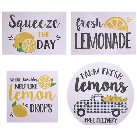 Plateau à étages décoratif d'été (lot de 4) avec motif citron, style rustique plage.