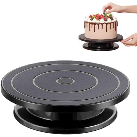 GABRIELLE Plateau à Gâteau Rotatif, 1Pcs Plateau Tournant Gateau 27.5cm, Plateau Tournant Patisserie, Accessoires pour Pâtisserie, Noir