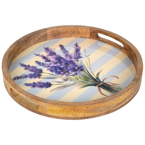 Plateau à lavande en bois et résine - Décoration florale et style provençal