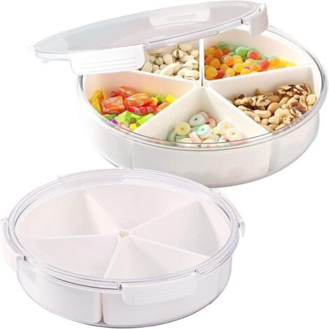 Plateau à légumes carré avec couvercle, 4 compartiments amovibles, idéal pour conserver, en-cas, rangement réfrigérateur