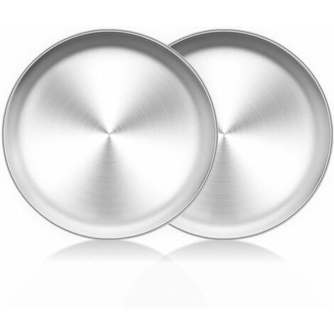 Plateau à pizza 2 pièces, plat à pizza rond Plateau à pizza en acier inoxydable de 26 cm