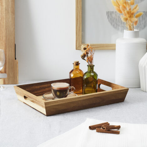 Plateau A Poignees Acacia 32x23cm