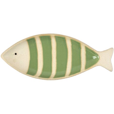 Plateau à poisson en céramique verte pour décoration de table, idéal pour servir des apéritifs et des collations lors de fêtes et réunions