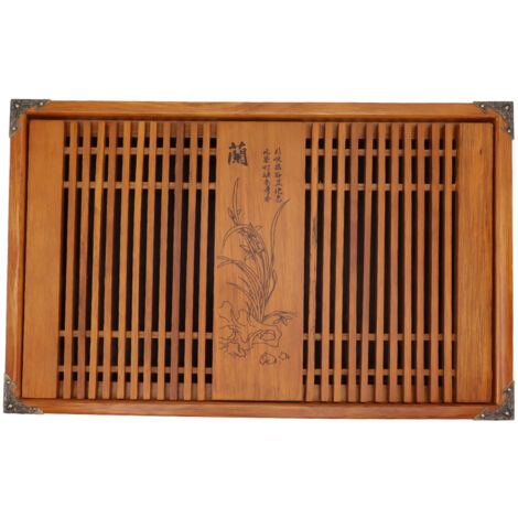 Plateau à thé Kungfu chinois Gongfu avec système de drainage et réserve d'eau, table à thé en bois avec tuyau d'évacuation.