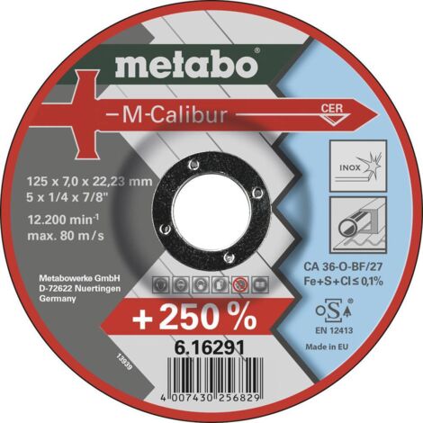 Plateau abrasif à lamelles 125 mm P 60, corindon de zirconium, acier, acier inoxydable, modèle bombé metabo 10 pièces