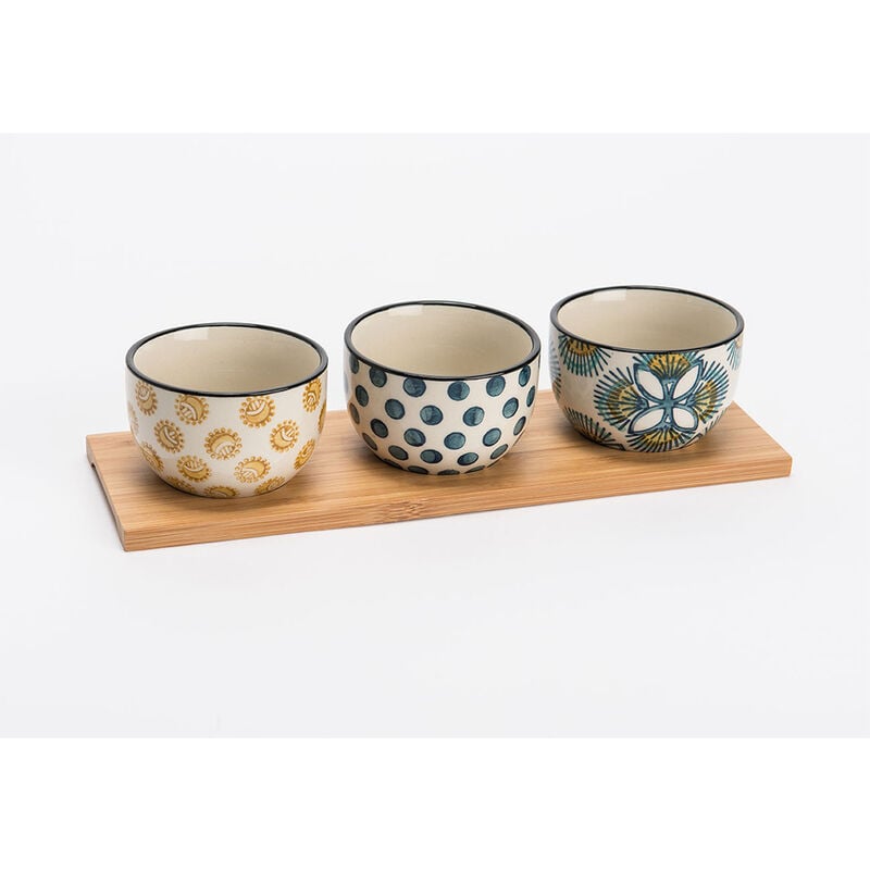 Korb - Amadeus - Service apéritif Imany 3 bols avec plateau bois