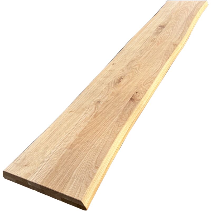 Plateau banc Chêne Pré-huilé Bords Naturels, L.200 cm x l.35 cm, Ep. 40 mm