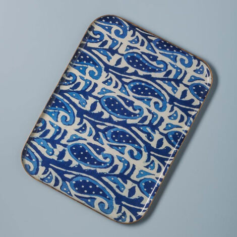 Plateau Bangalore fer bleu 30x40cm
