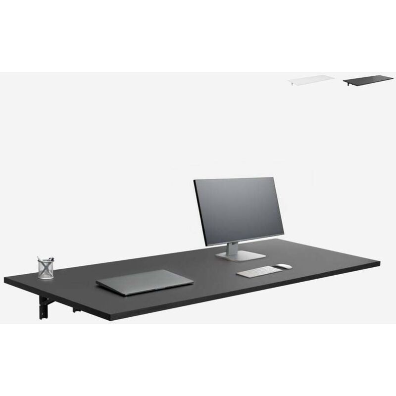 Plateau bureau repliable a mur 140x60cm Jeremy+ - Noir Plateau bureau repliable a mur 140x60cm Jeremy+ - Noir