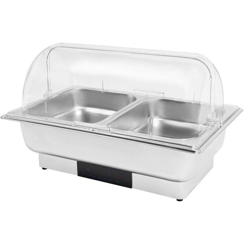 Plateau chauffant électrique à double compartiment de 9 litres, réchauffeur d'aliments en acier inoxydable à réglage tactile de la température,