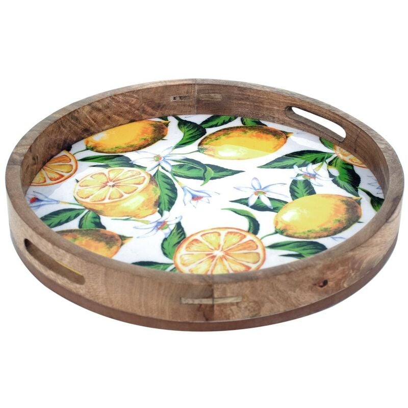 Signes Grimalt Plateau de cuisine Boîtes de citrons ronds et plateaux blancs 5x35x35cm 25179 - Blanco