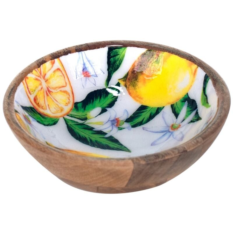 Signes Grimalt Plateau de cuisine Bol avec des cotons de citrons et des plateaux verts 7x20x20cm 25181