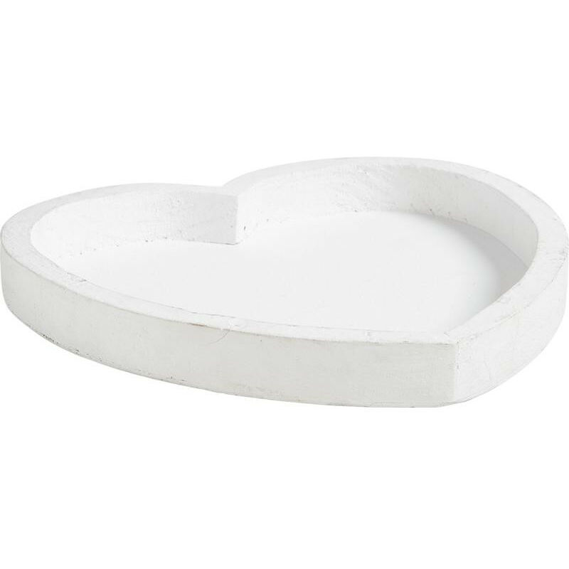 Plateau coeur en bois laqué blanc