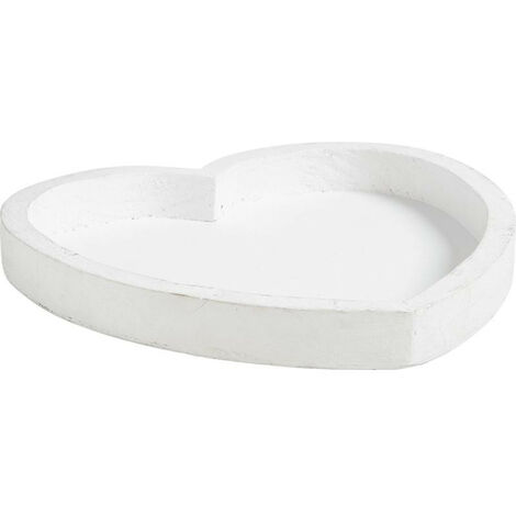 Plateau coeur en bois laqué blanc