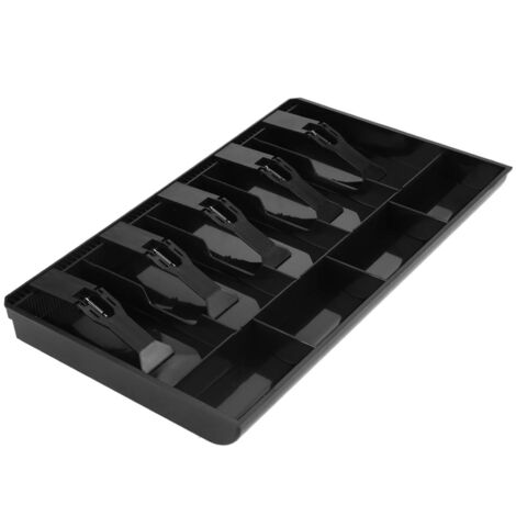 Plateau de Caisse portatif,Cinq grilles Tiroir-Caisse Registre Insrer Plateau  Monnaie Caissier Rangement Coffre-Fort Coffre-Fort pour Le Stockage de l'argent(Noir)