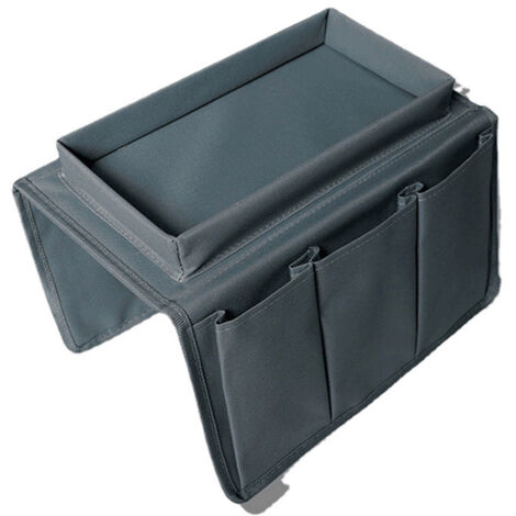 Plateau de canapé pliable avec rangement intégré, en tissu Oxford 600D, poches latérales.