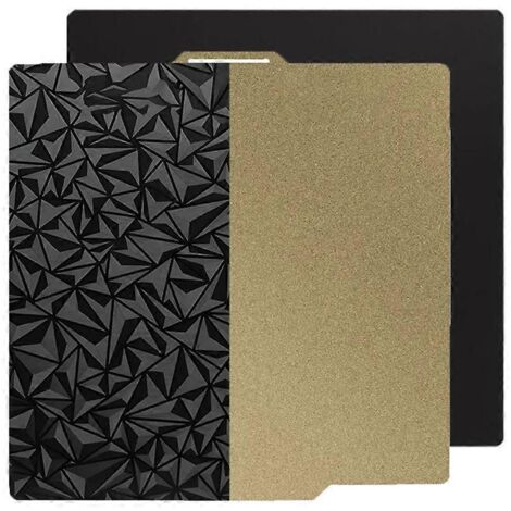 Plateau de construction double face PEO+PEI (257 x 257 mm) avec aimant, une face en PEO et une face en PEI texturé.