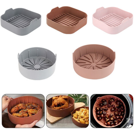 Plateau de grille en silicone pour friteuse à air multifonction accessoire pour cocotte minute rond 16cm marron