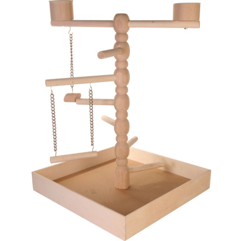 Plateau de jeux en bois naturelle, pour oiseaux. Animallparadise