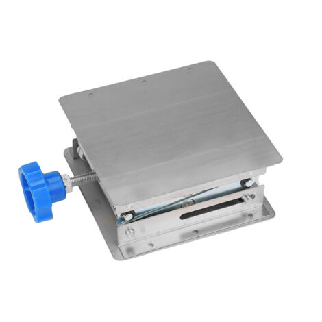 Plateau de levage en acier inoxydable pour laboratoire, support ciseaux 100x100x160mm (poignée bleue)
