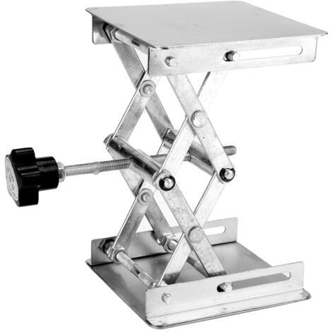 Plateau de levage en acier inoxydable pour laboratoire, support ciseaux 100x100x160mm (poignée noire)