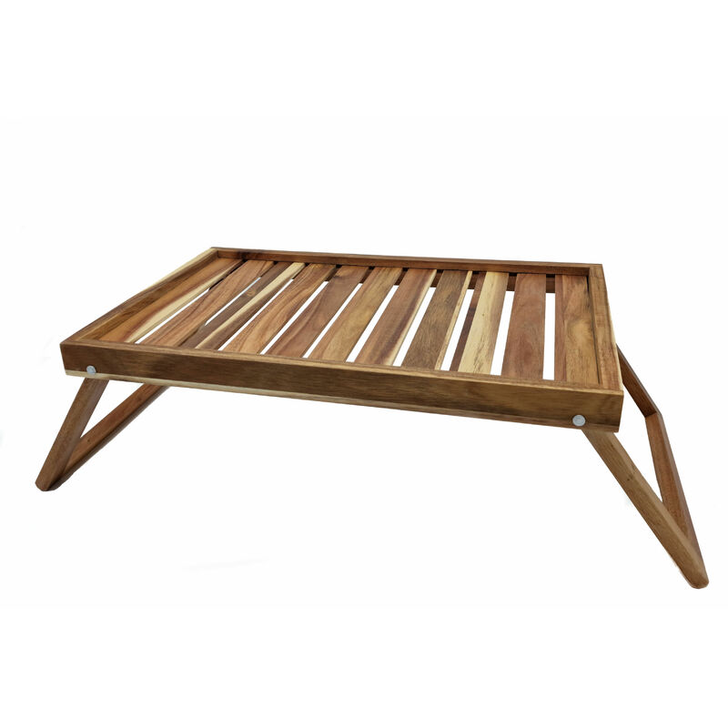 Spetebo - Plateau de lit en bois d'acacia env. 49 x 33 cm - avec pieds / pliable