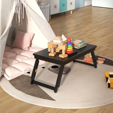 Plateau de Lit Inclinable Réglable en Bambou Plateau et Tiroir Inclinables à 4 Niveaux Support Pliable pour Ordinateur Portable Marron CW8842 Maison Chic