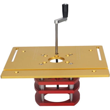Plateau de Montage pour Défonceuse avec Système de Levage Manuel - Insert pour Table de Sciage - Doré