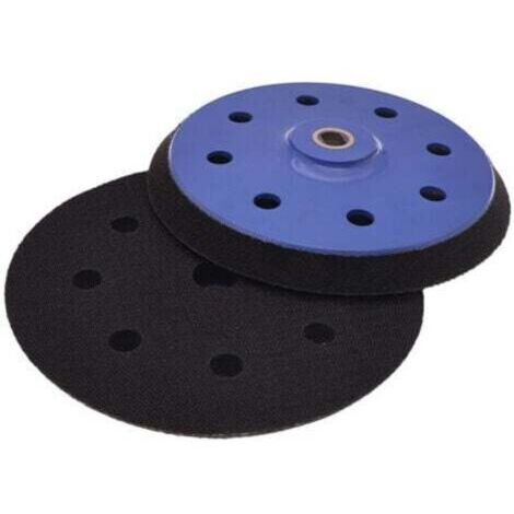 Plateau de ponçage 180mm, 8 trous, MOYEN, pour disque abrasif, Accessoire pour Ponceuse Excentrique(2 articles) - Velcro auto-agrippant durable avec extraction de poussière optimisée