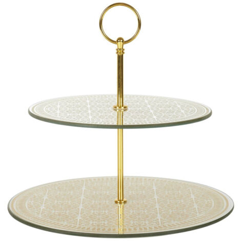 Plateau de Présentation 2 Niveaux "Verre" 25cm Doré