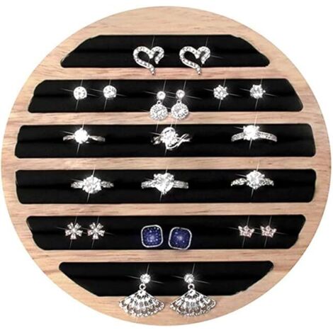 Plateau de présentation en bois, plateau à bijoux en bois, plateau à bijoux rond en bois