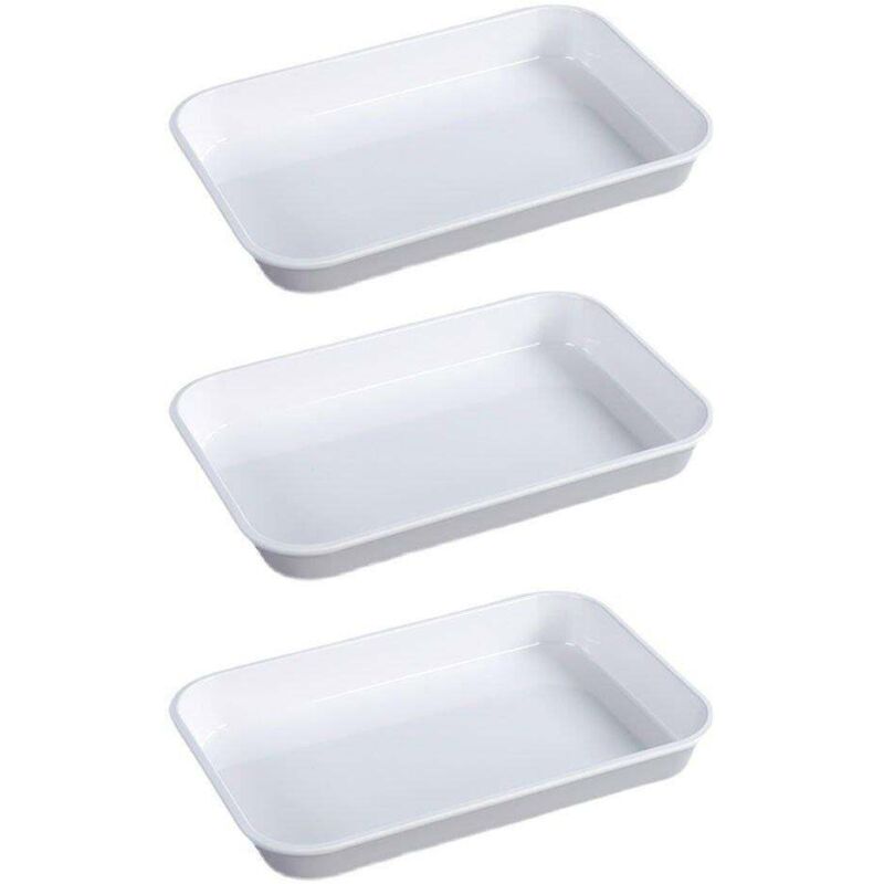 Plateau de présentation rectangulaire en plastique blanc pour charcuterie, plat de service, assiette