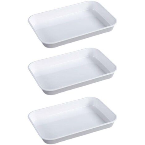Plateau de présentation rectangulaire en plastique blanc pour charcuterie, plat de service, assiette