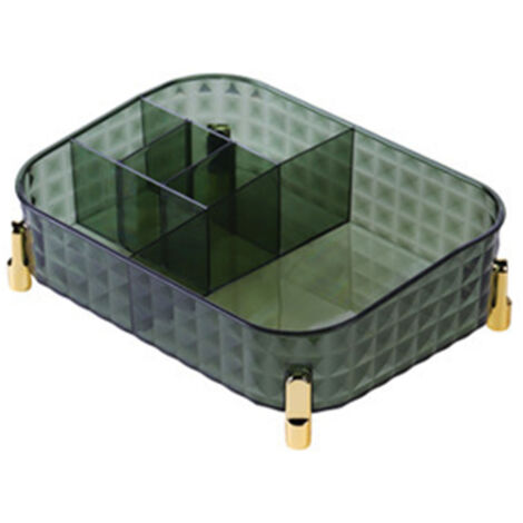 Plateau de rangement cosmétique grande capacité, boîte de rangement à poser, peut contenir des pinceaux, des rouges à lèvres, des produits de soin de la peau, etc., vert.