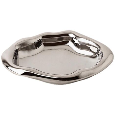 Plateau de rangement et de présentation en céramique légère et luxueuse pour bijoux, taille S, forme irrégulière.