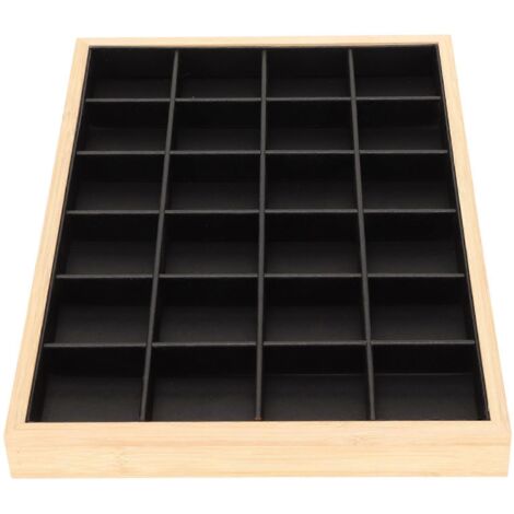 Plateau de rangement et de présentation pour bijoux, multifonctionnel, à 24 compartiments, pour bagues, boucles d'oreilles, bracelets et colliers.