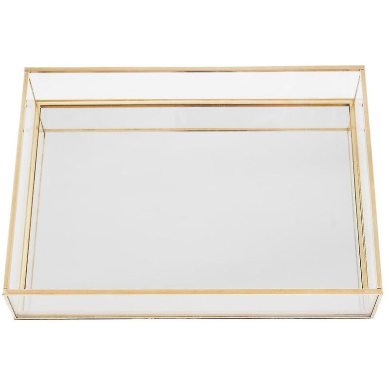 Plateau de rangement nordique rétro en verre doré, plateau de rangement de maquillage rectangulaire, assiette à dessert, présentoir à bijoux