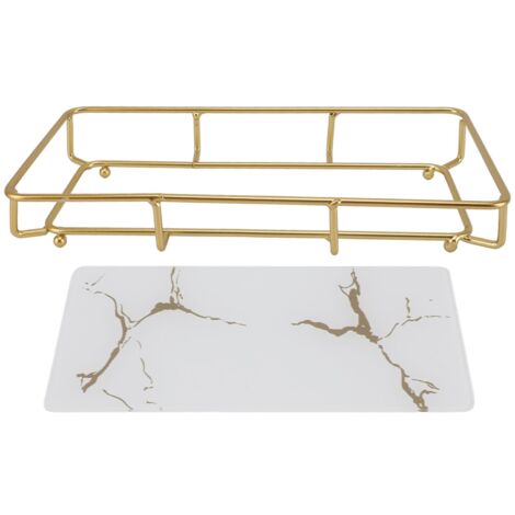 Plateau de rangement pour évier moderne antidérapant - Organisateur de salle de bain et cuisine élégant en blanc