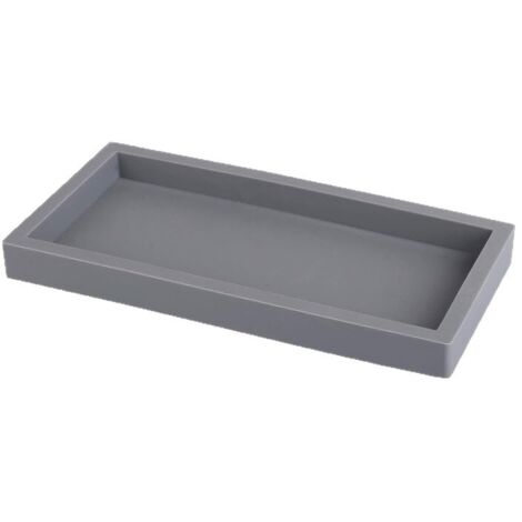 Plateau de rangement pour salle de bain – plateau rectangulaire – aucune installation requise – silicone – gris