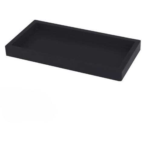 Plateau de rangement pour salle de bain – plateau rectangulaire – aucune installation requise – silicone – noir
