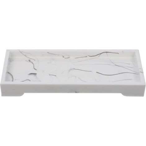 Plateau de rangement synthétique effet marbre pour salle de bain