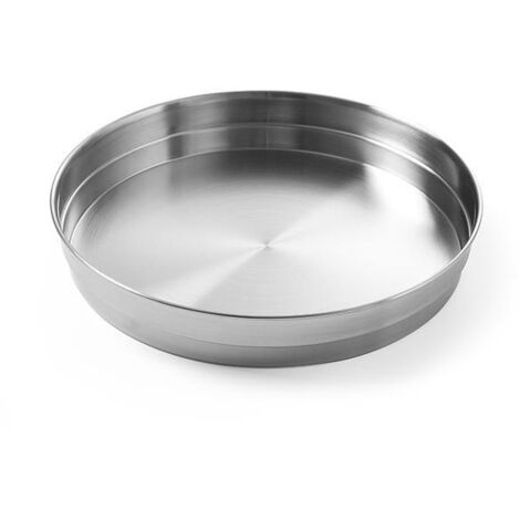 Plateau de serveur profond avec rebord, rond en acier, diamètre 31,5 cm
