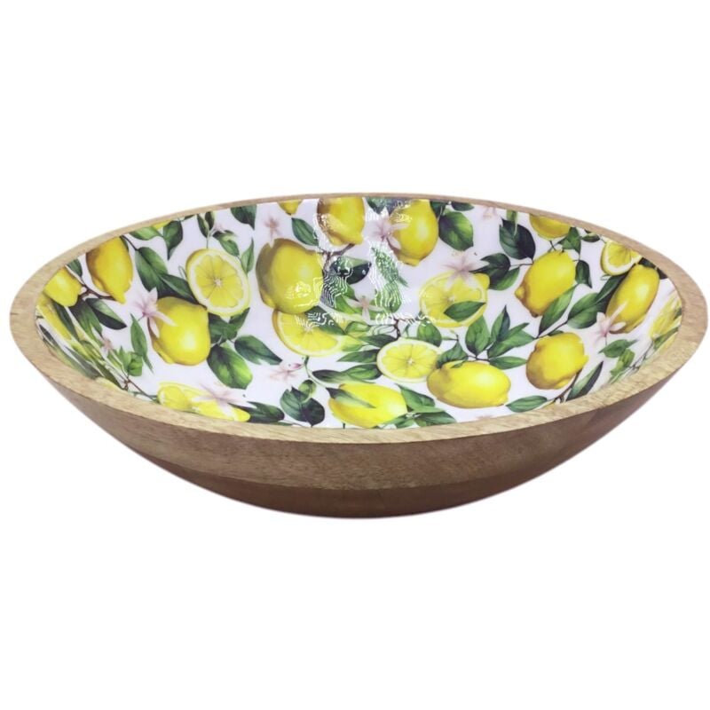 Grand bol en bois jaune pour la décoration et le rangement, idéal pour la maison et les événements, design moderne et fonctionnel