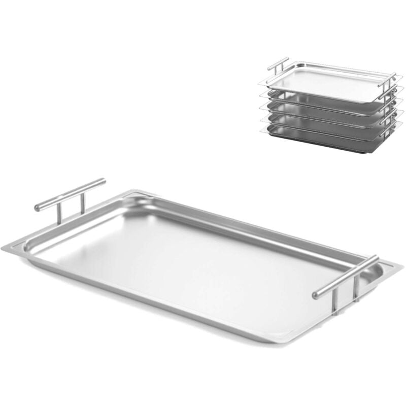 Plateau de service empilable en acier avec poignées GN 1/1
