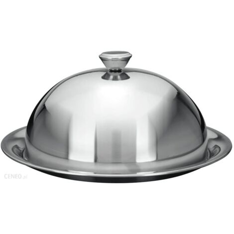 Plateau de service en inox avec cloche – Diamètre 30 cm – Finition brillante – Pour gâteaux et fruits – Protection contre le séchage – Excellent